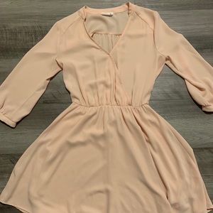 Lush baby pink silk dress petite size xs